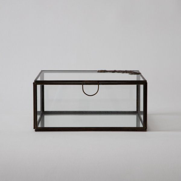 Amore Keepsakes Glass Box - Aged Antique Finish