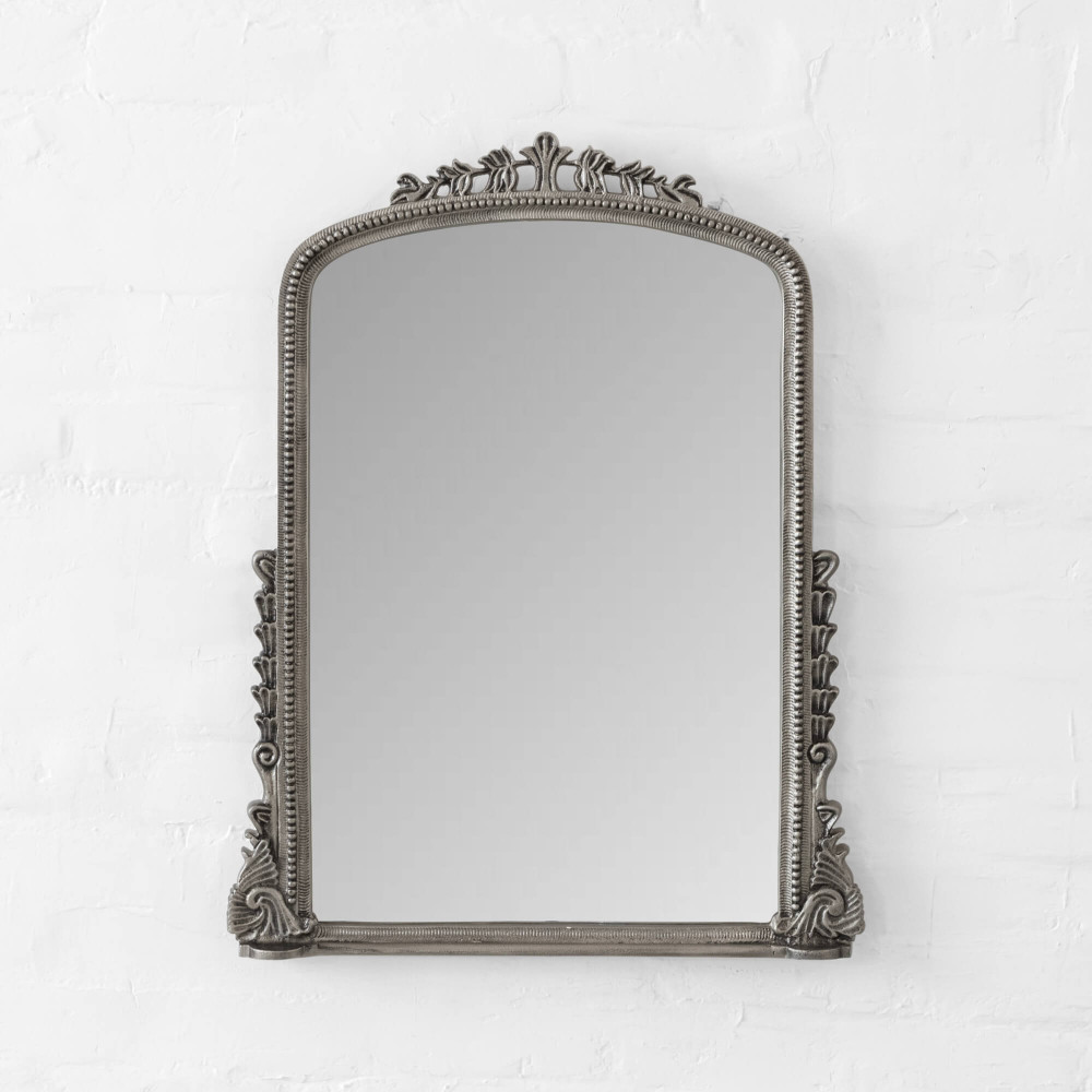 Arlington Ornate Wall Mirror (Small)-Antique Silver