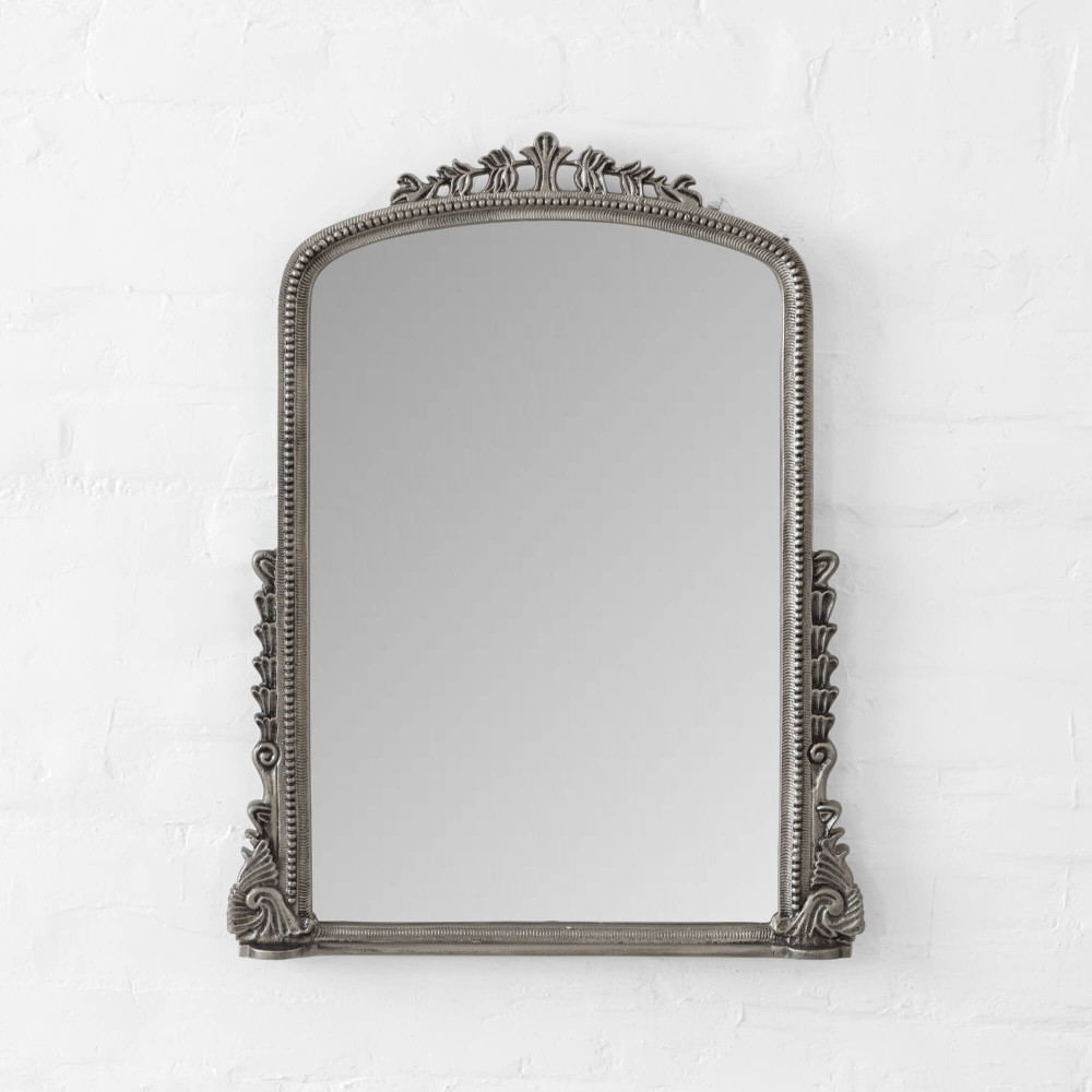 Arlington Ornate Small Wall Mirror - Antique Silver