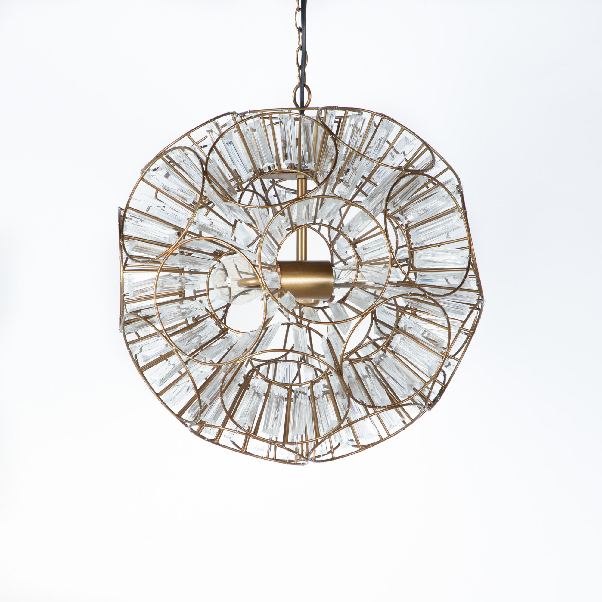 Athens Brass and Crystal Chandelier