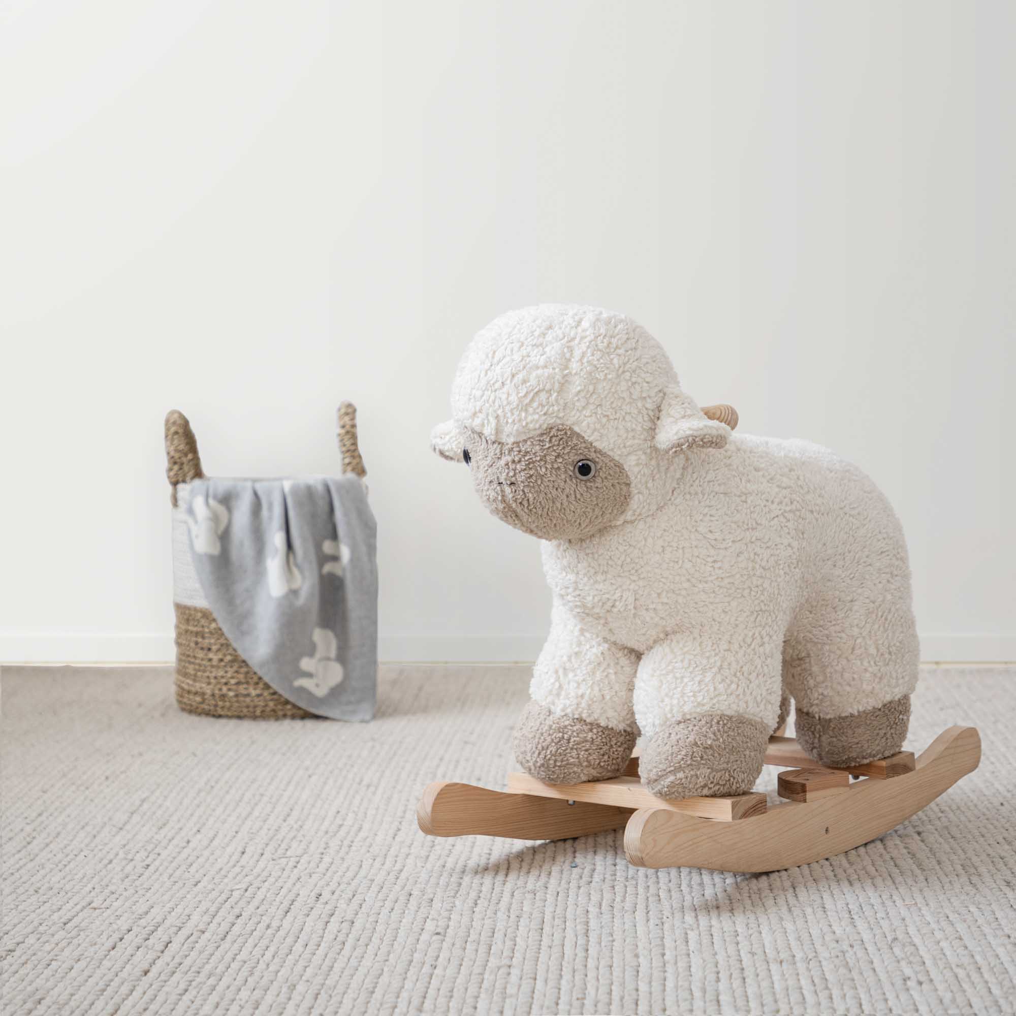 Wooly plush animal rocker top