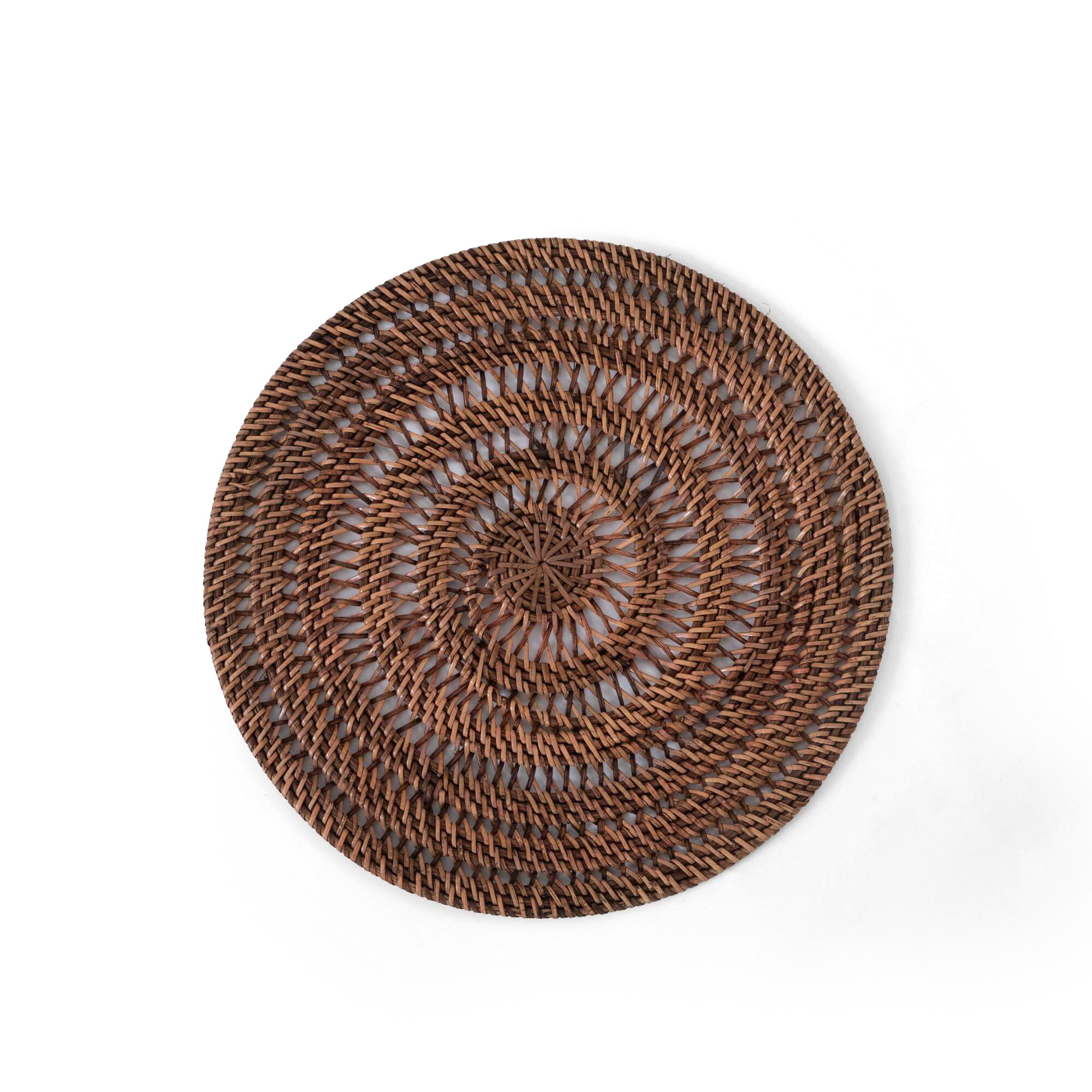 BINTAN BRAIDED HANDWOVEN ROUND TABLE MAT- NATURAL BROWN FINISH