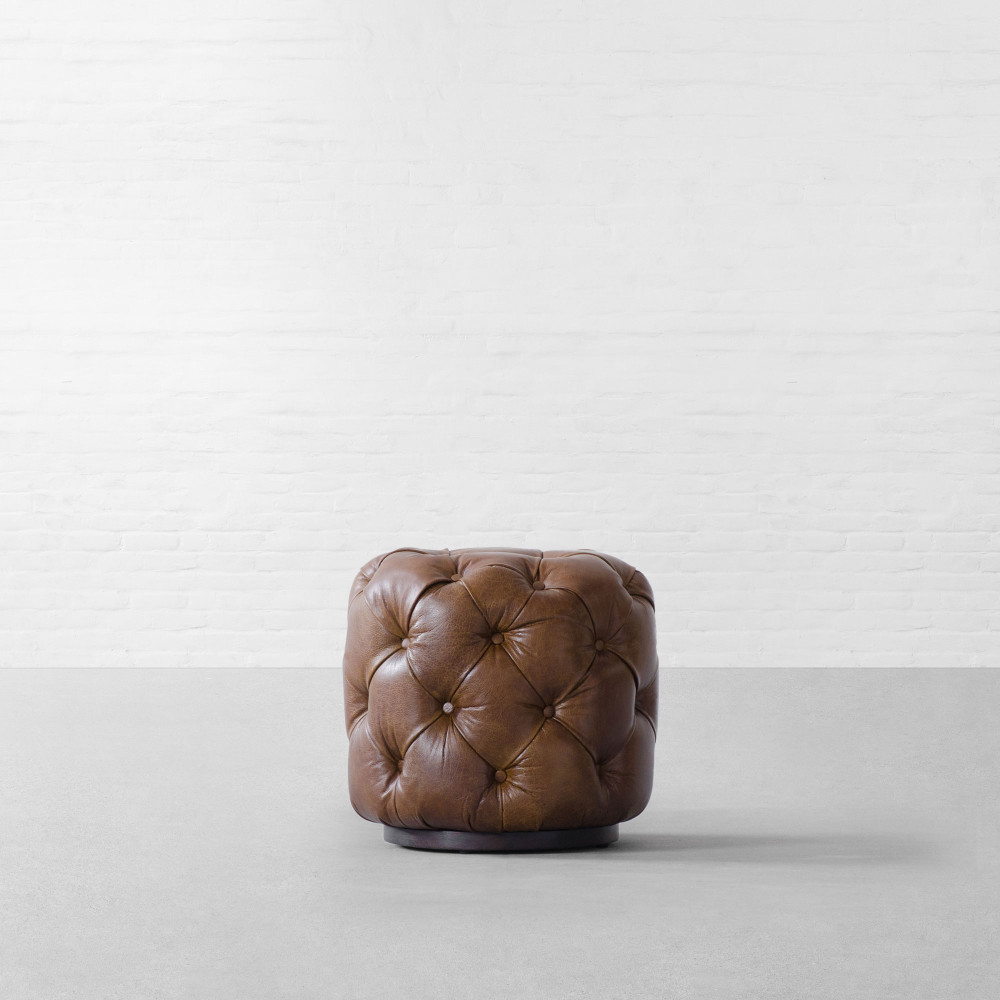 Birmingham Tufted Leather Pouffe