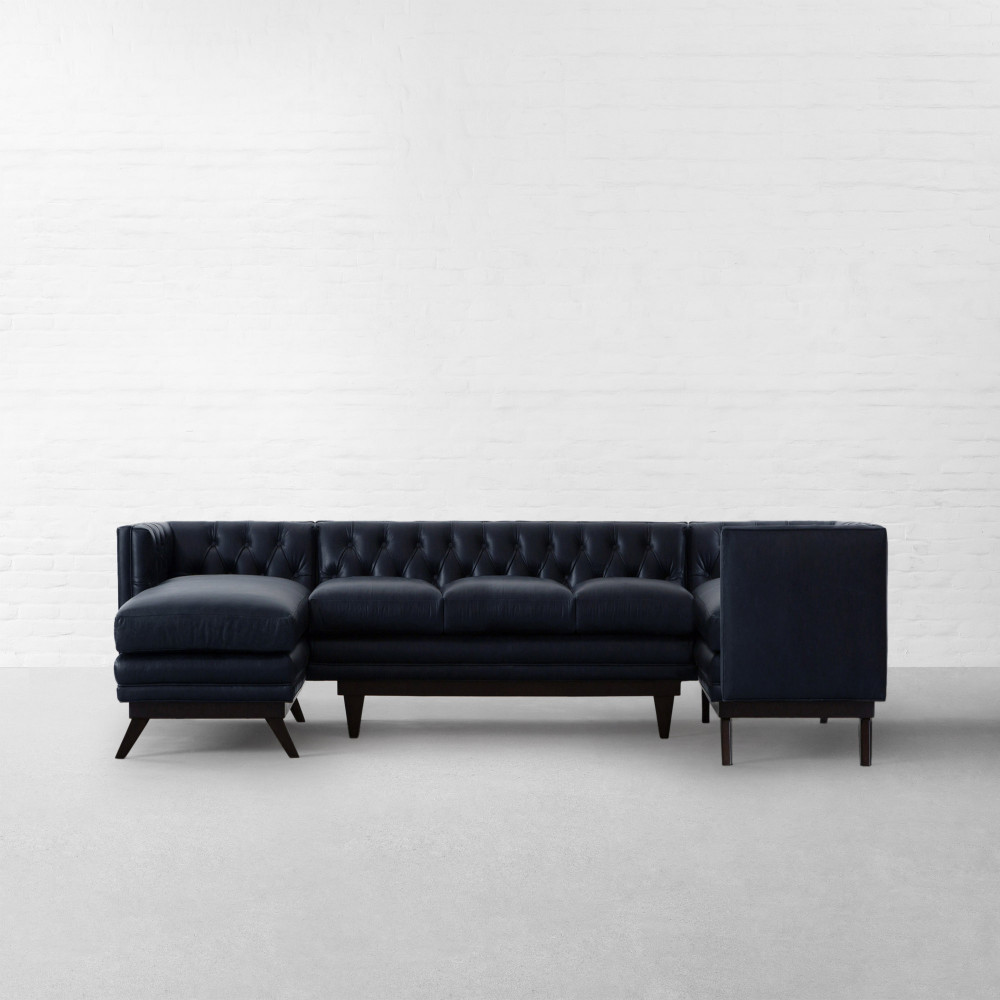 Bombay Leather L-shaped X-large Sectional Sofa With Chaise