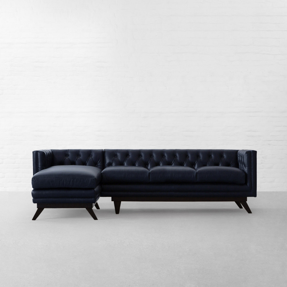 Bombay Leather Large Sectional Sofa With Chaise