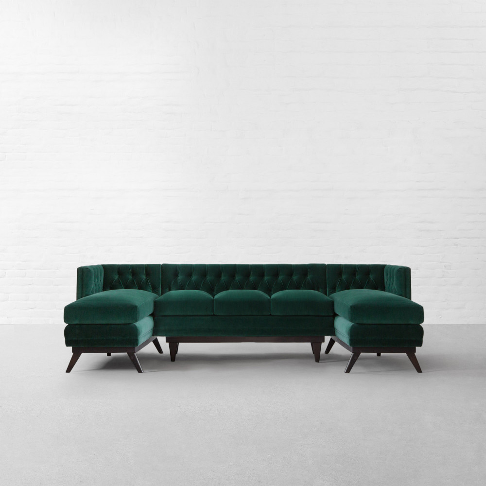 Bombay Fabric U-shaped Large Sectional Sofa With Double Chaise