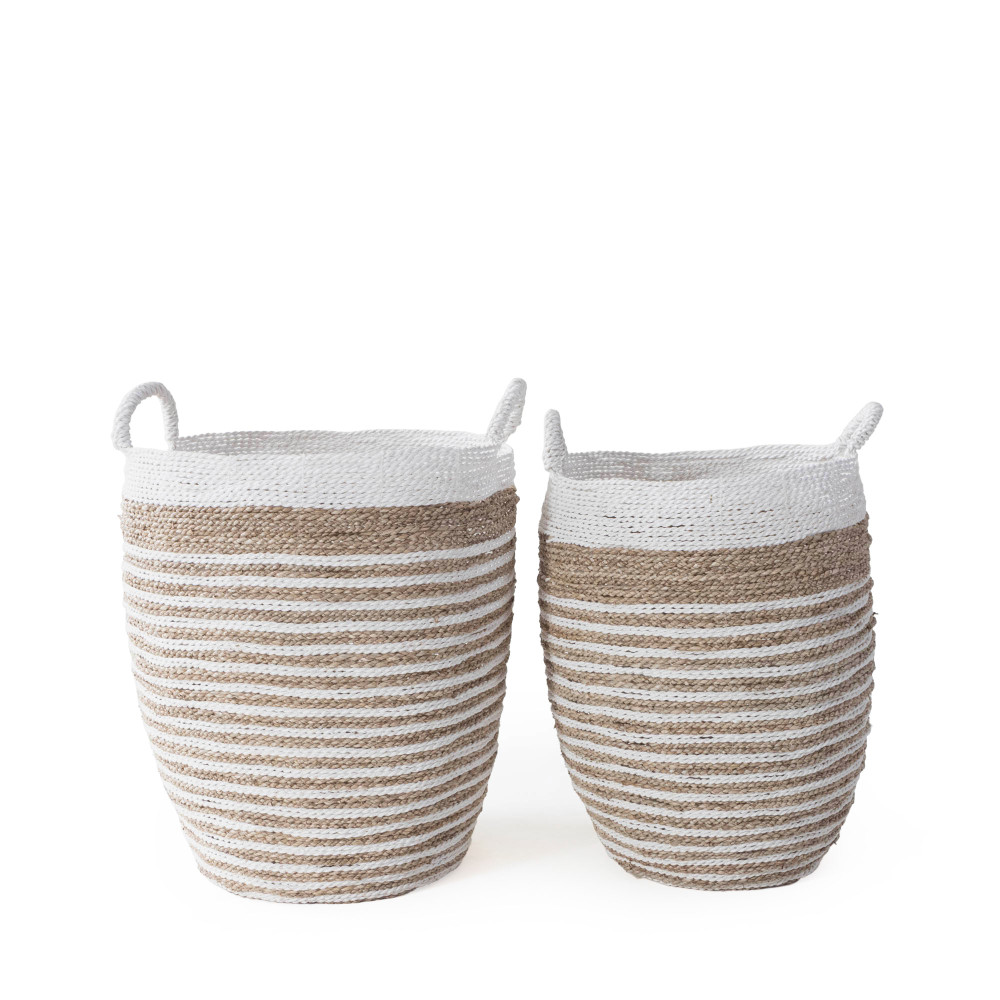 Brunei Handwoven Seagrass Basket-(Ivory+Natural)