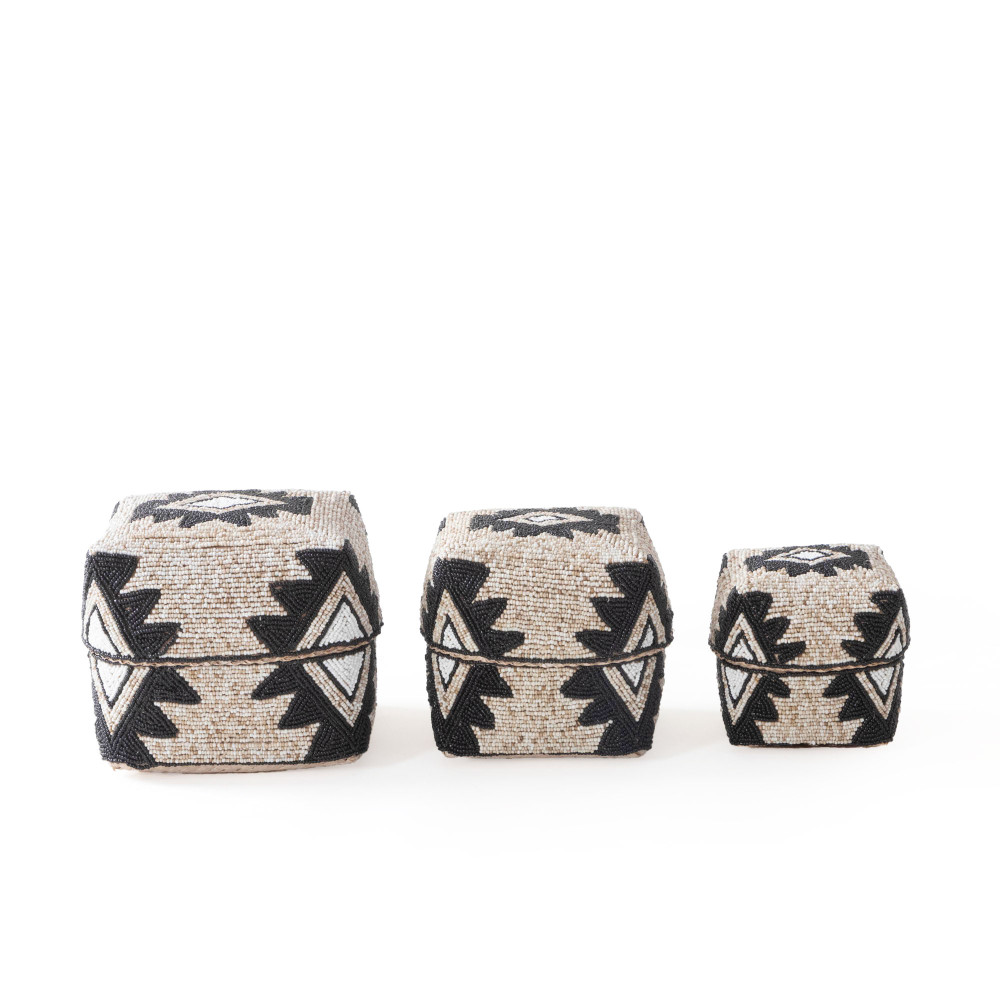 Cairo Square Seagrass Basket-(Beige+Charcoal)
