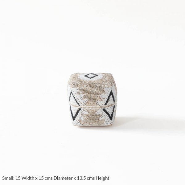 Cairo Square Seagrass Basket - Beige and Ivory