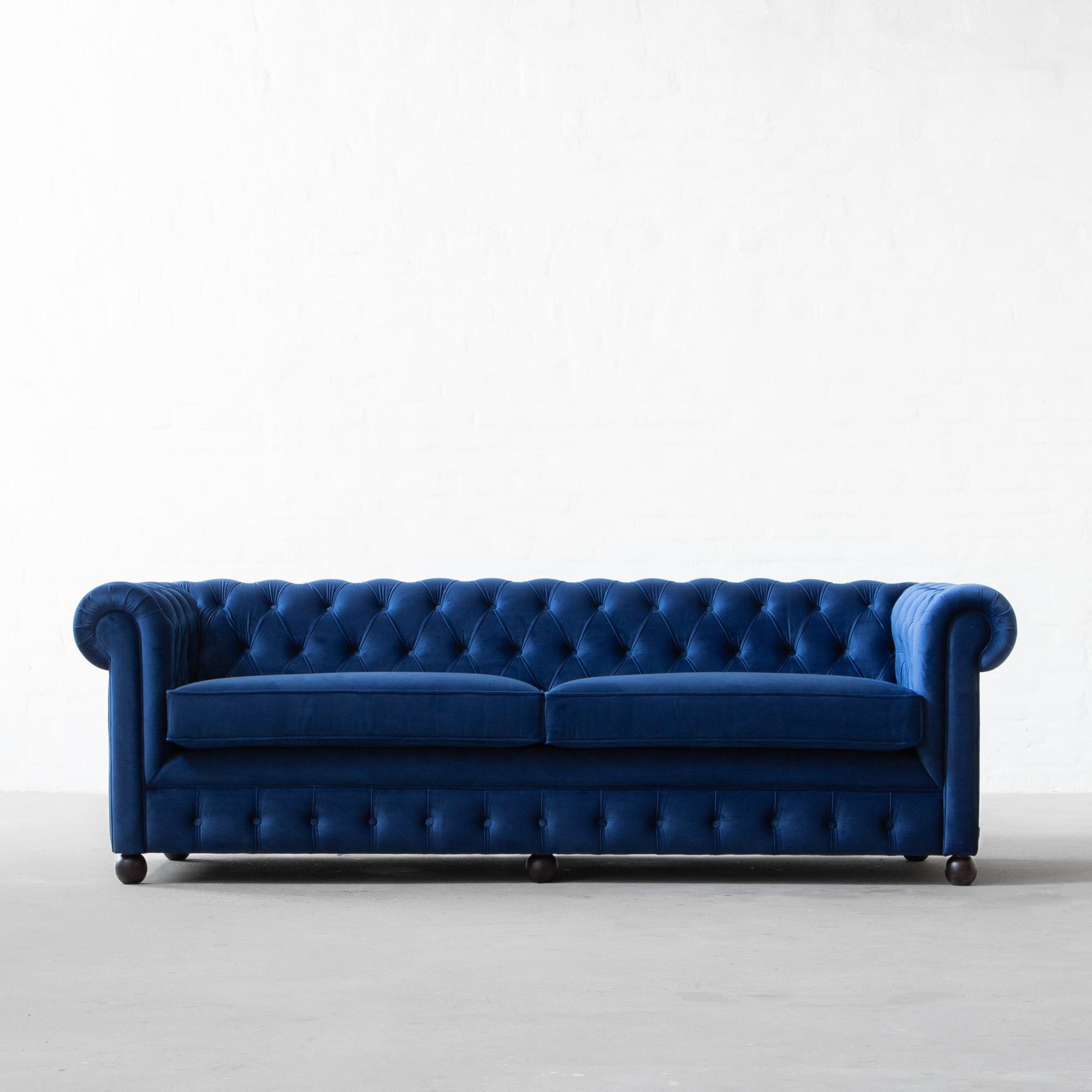 Bright Blue Leather Chesterfield Sectional Sofa Baci Living Room