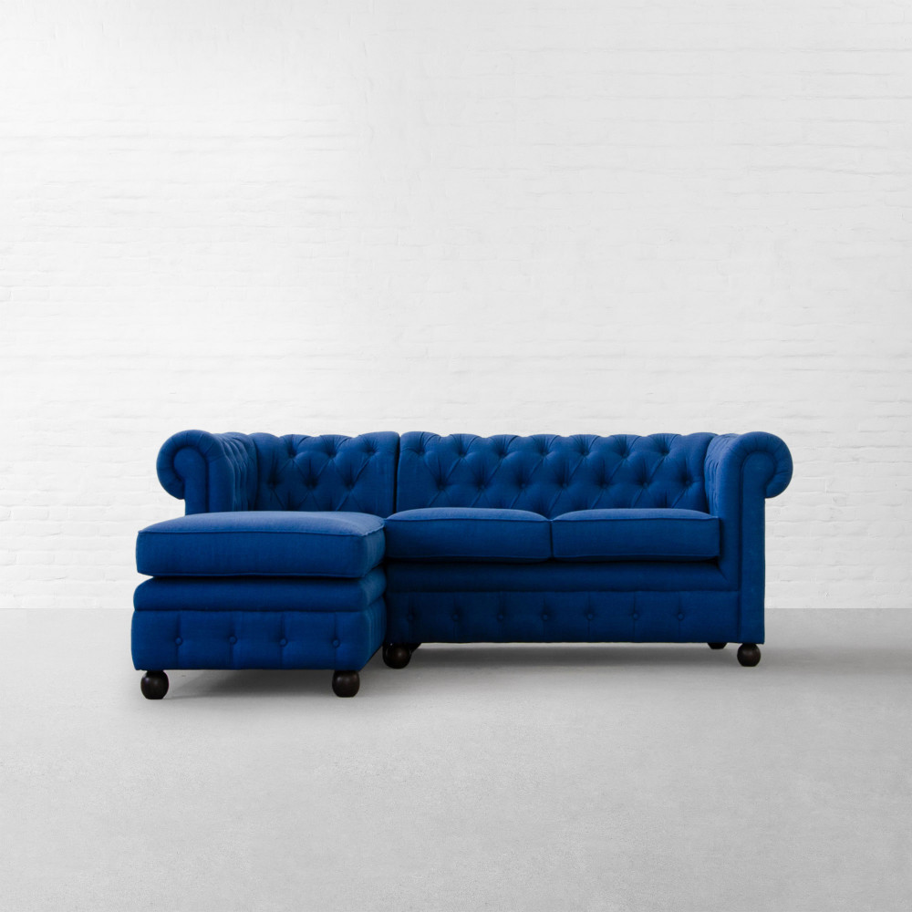 Chesterfield Tufted Fabric Sectional Sofa