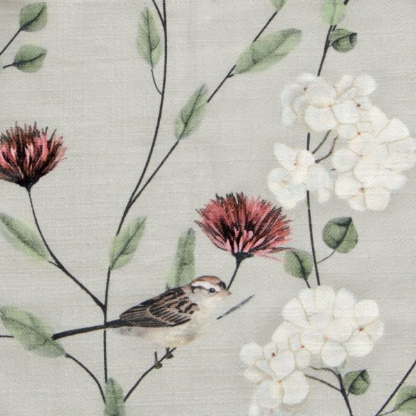 Chrysanthemums &amp; Sparrows-Breeze (Fabric Swatch)