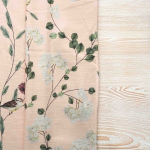 Chrysanthemums &amp; Sparrows Shore Cotton Linen Blend Fabric