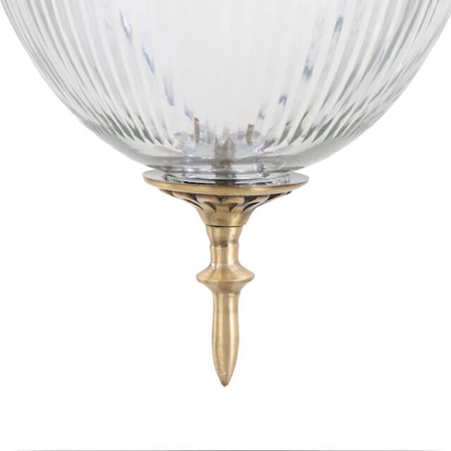 City Palace Ribbed Glass Pendant - Brass Finish