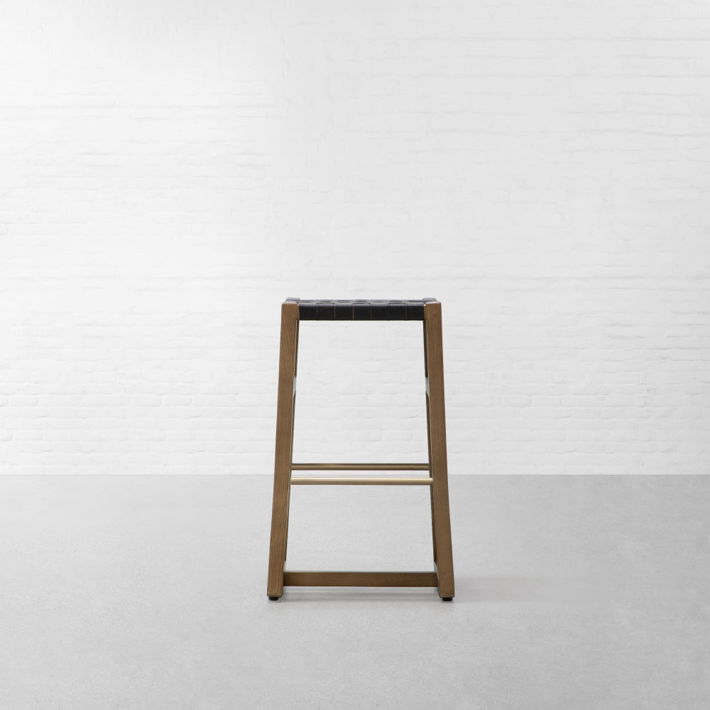 Cochin Woven Leather Bar Stool