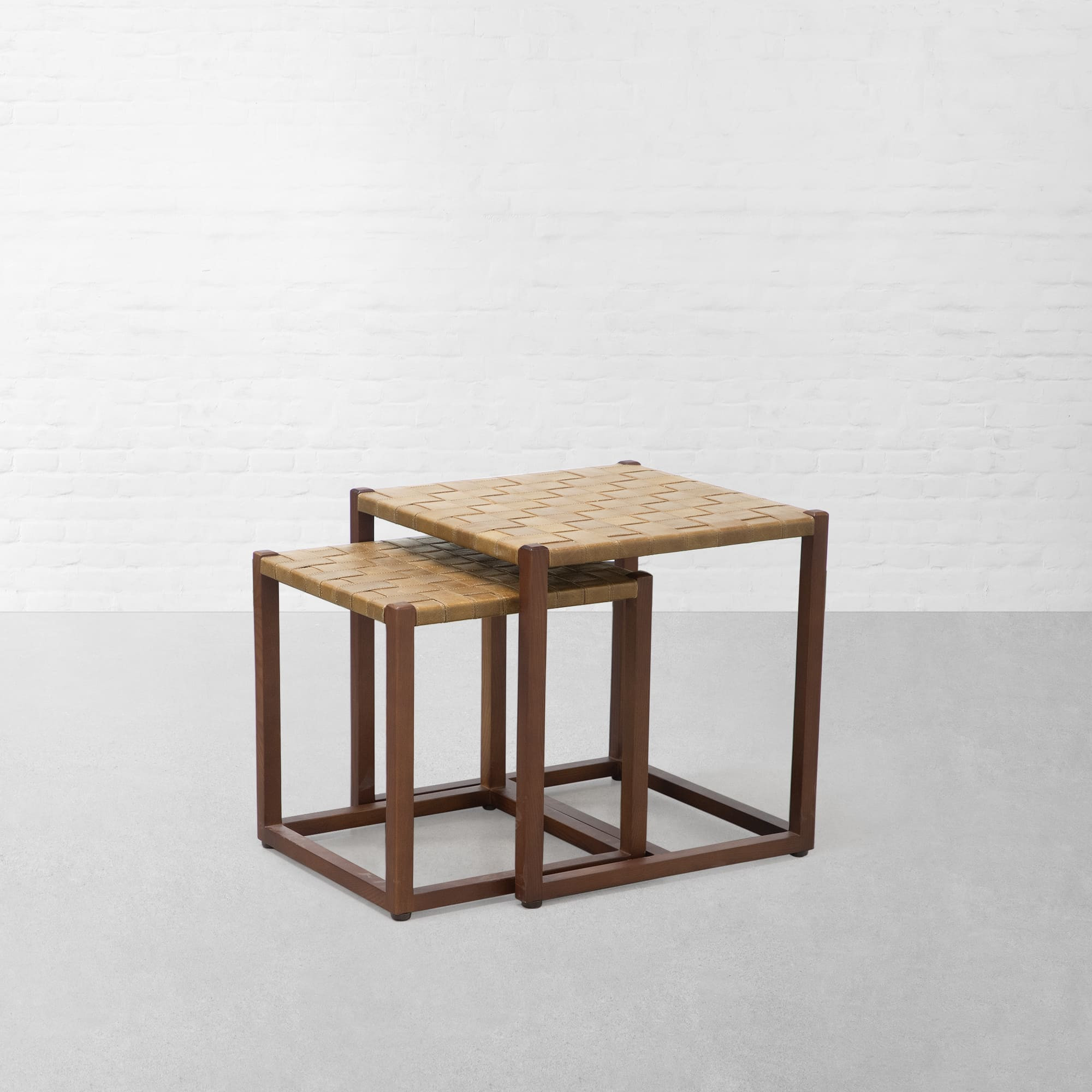 COCHIN WOVEN LEATHER NESTING SIDE TABLE