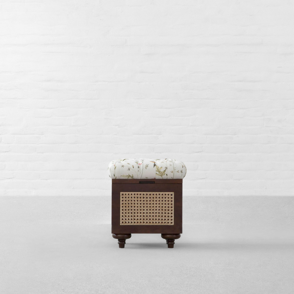 Cochin Rattan Upholstered Ottoman