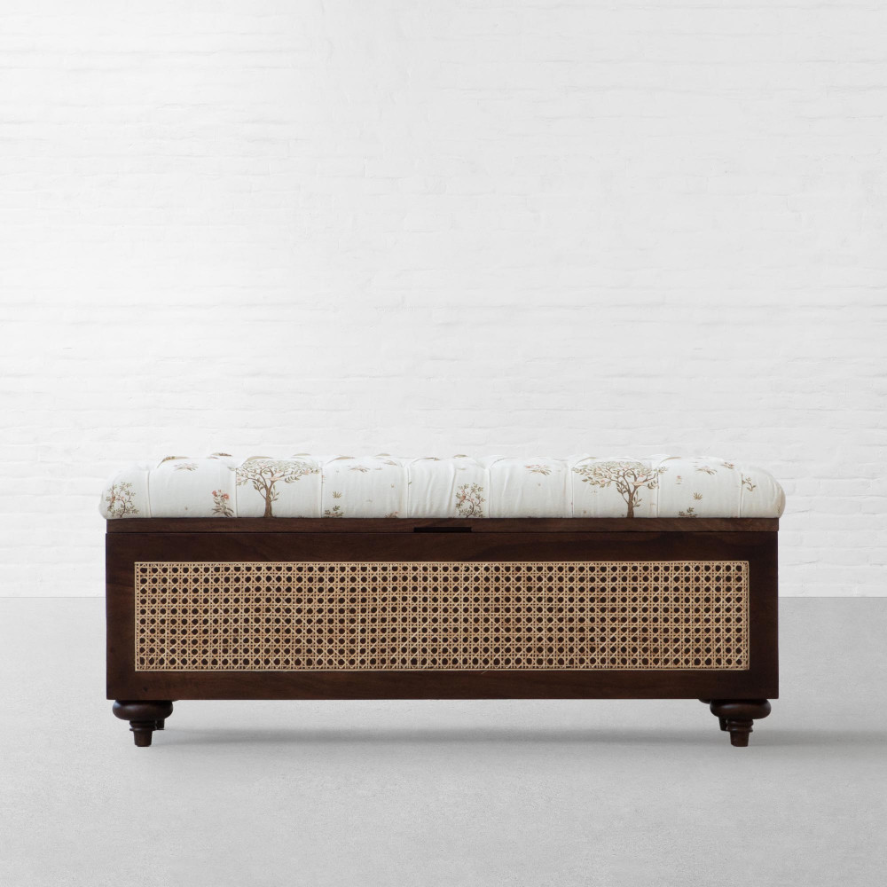 Cochin Rattan Storage Bench-Upholstered