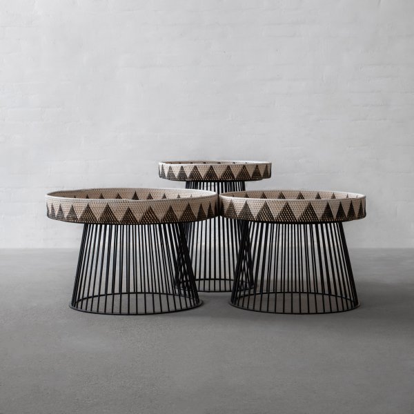 Darjeeling Handwoven Coffee Table (Black Base)