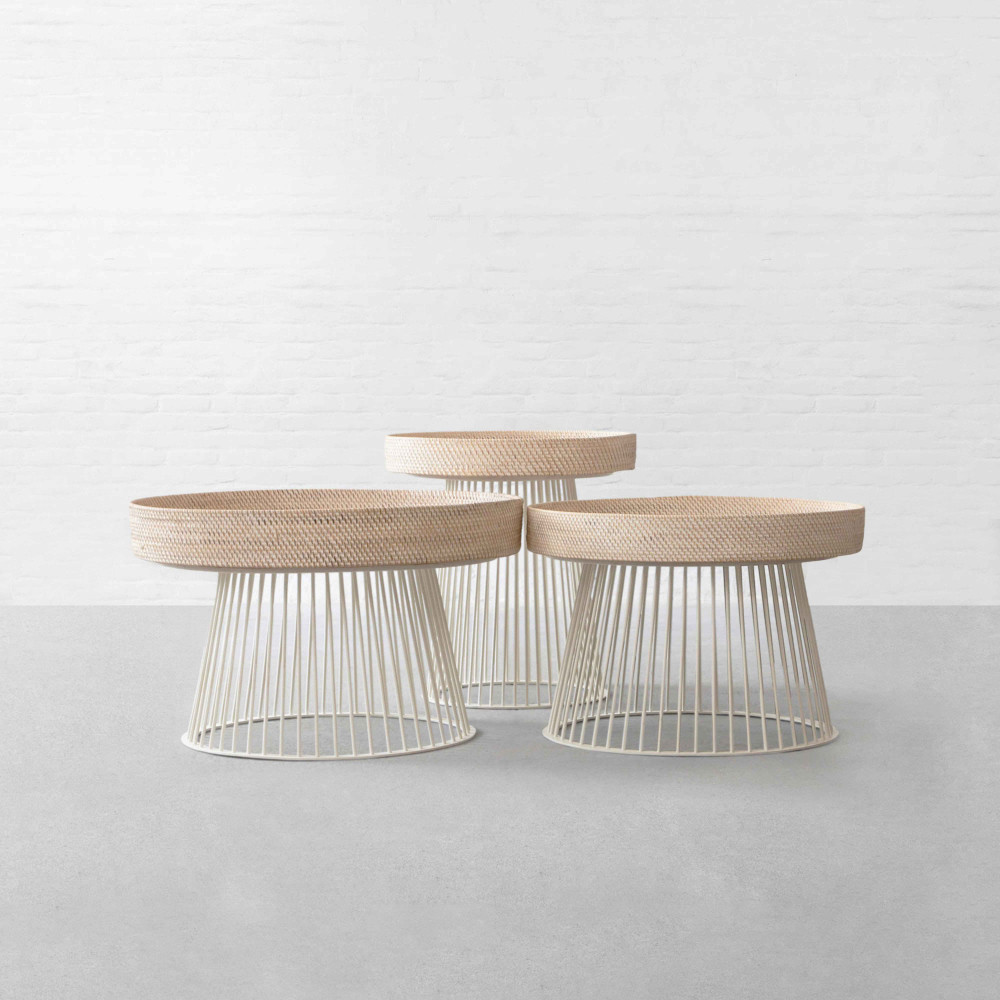 Darjeeling Handwoven Coffee Table (White Base)