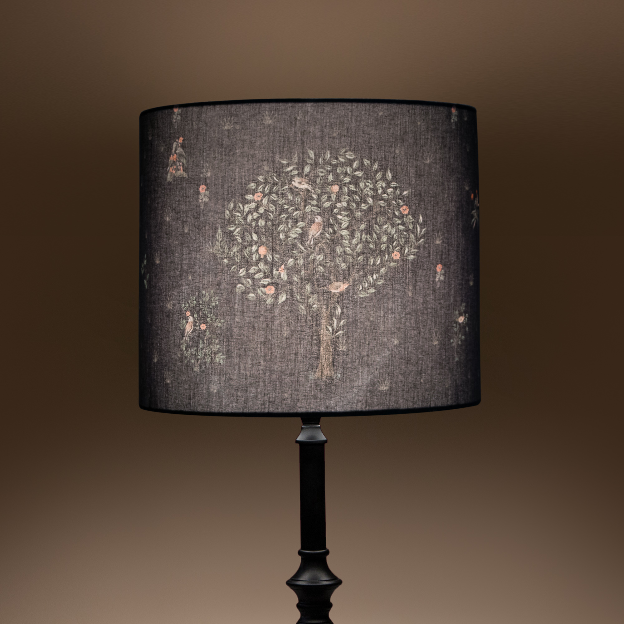 Chalet Cylindrical Table Lampshade - Summer Garden Moonlit