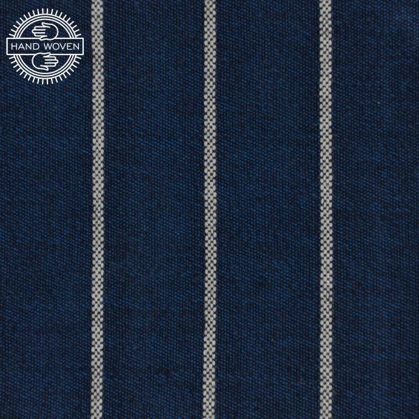100% Cotton Indigo and White Stripe (Handwoven) Fabric