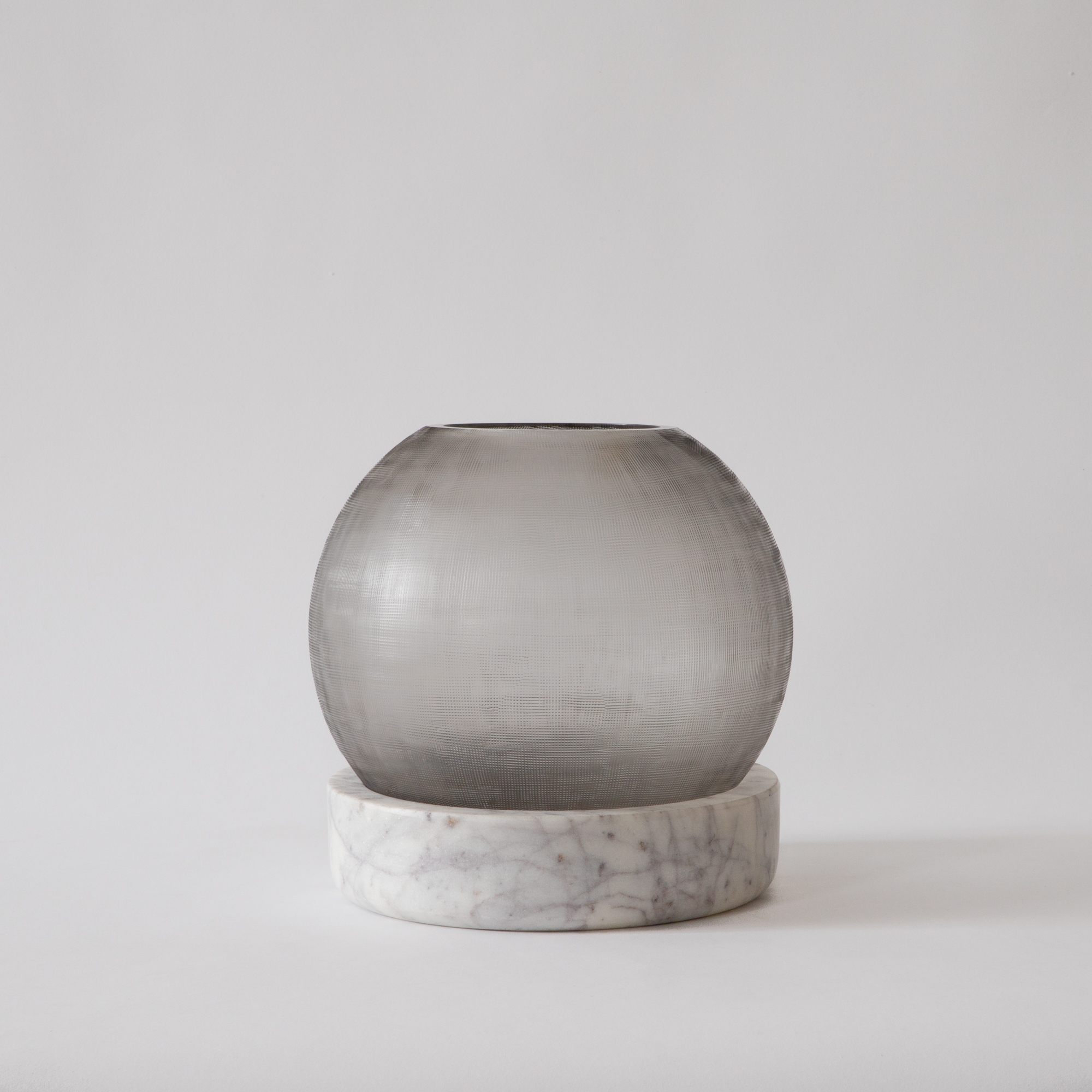 Dunes Orb Glass Vase with a Marble Stand