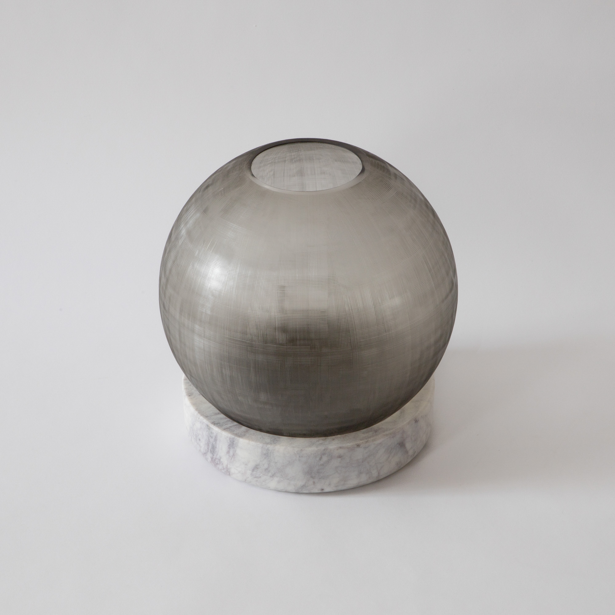 Dunes Orb Glass Vase with a Marble Stand