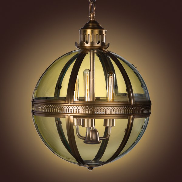 Duomo Glass Ball Chandelier Antique Brass Finish