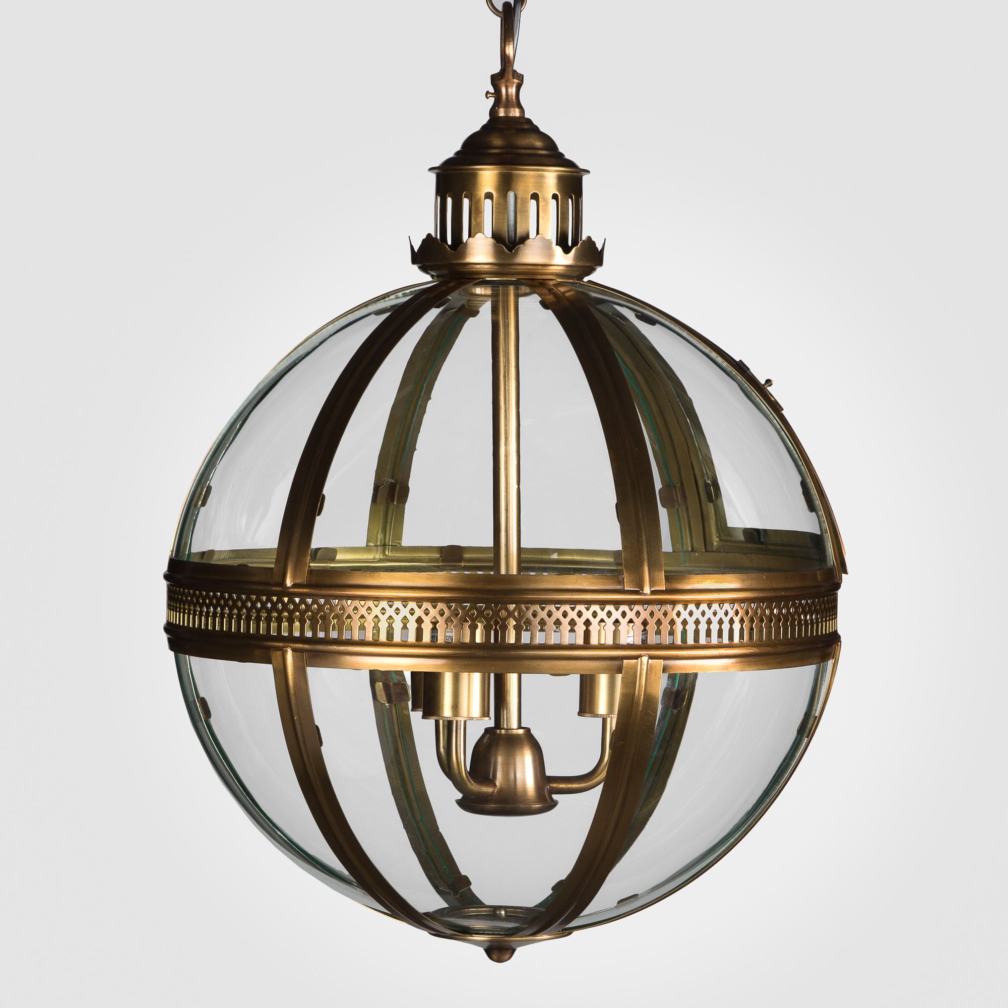 Duomo Glass Ball Chandelier Antique Brass Finish