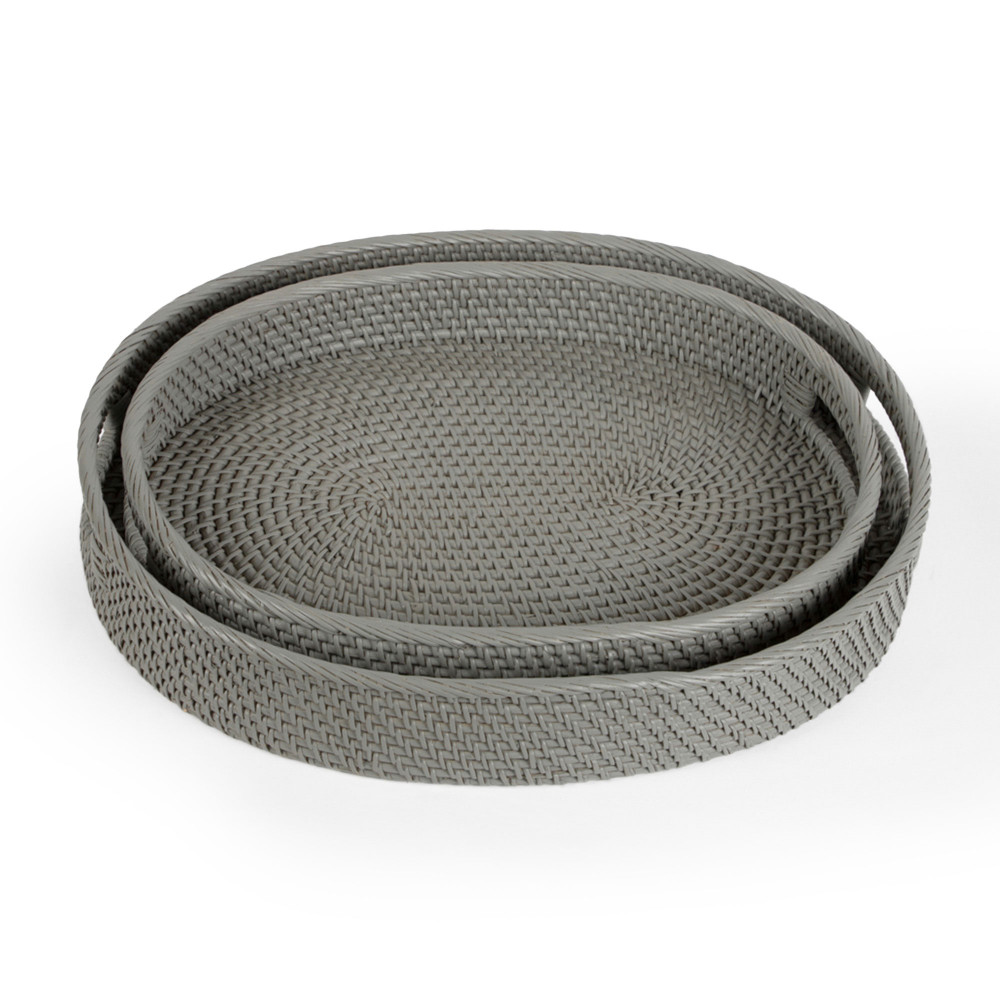 Eden Handwoven Oval Tray - Grey