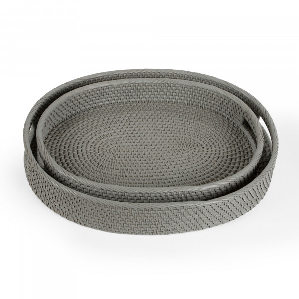 Eden Handwoven Oval Tray - Grey