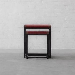 Edward Leather Top Nesting Side Table