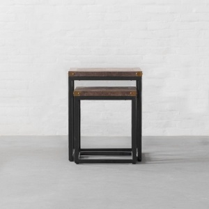 Edward Leather Top Nesting Side Table