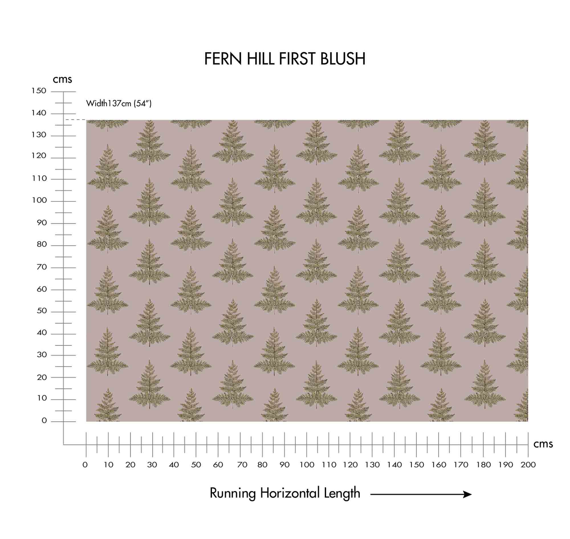100% Linen Fern Hill First Blush Fabric (Horizontal Repeat)