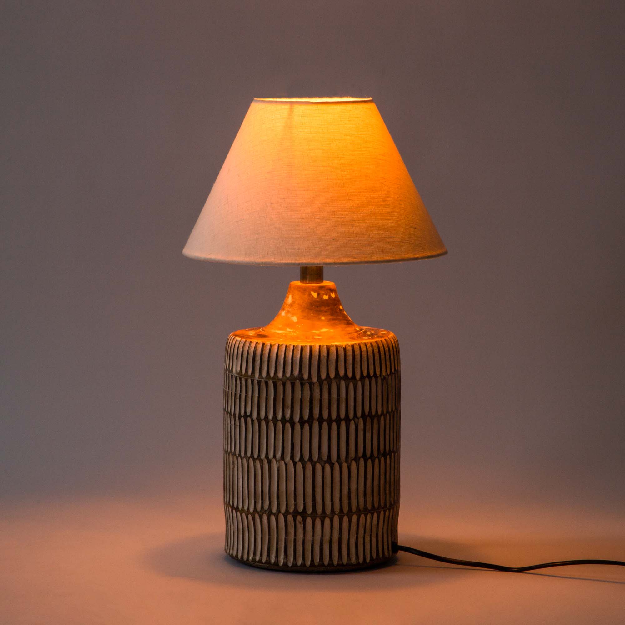 Florina Textured Table Lamp - White Wash