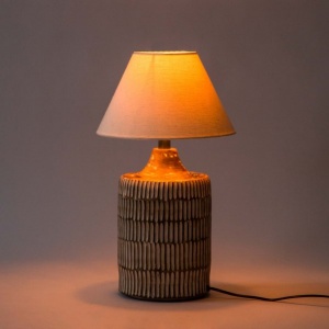 Florina Textured Table Lamp - White Wash