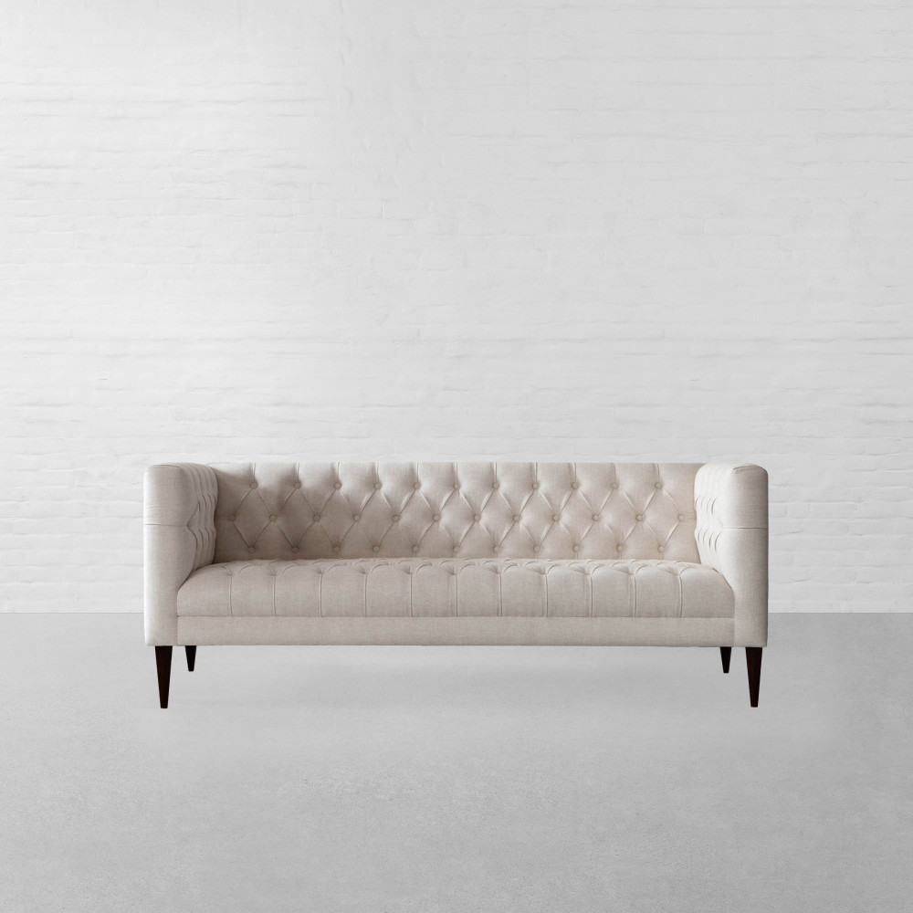 Lisbon Tufted Fabric Sofa Collection With Wooden Legs