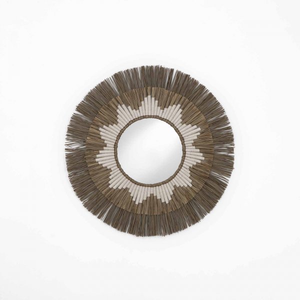 Ubud Wall Art with Mirror (White)