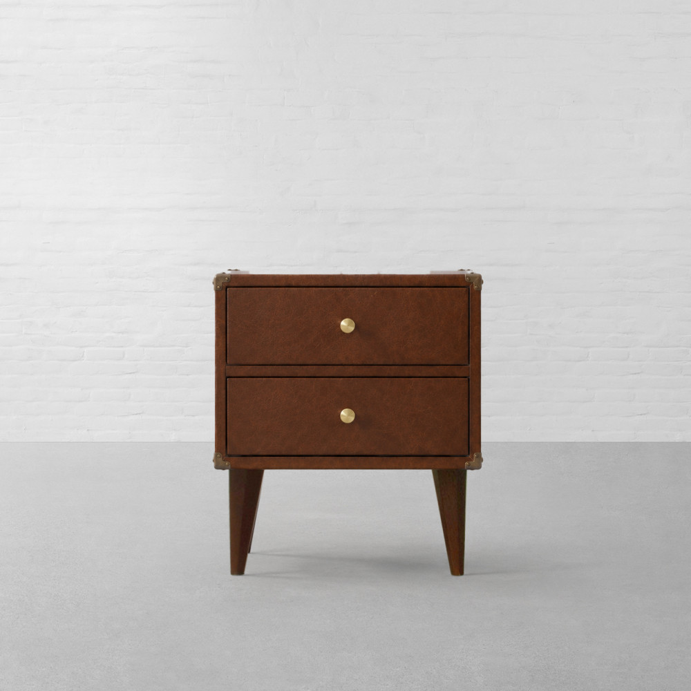 Edward Leather Clad Storage Side Table