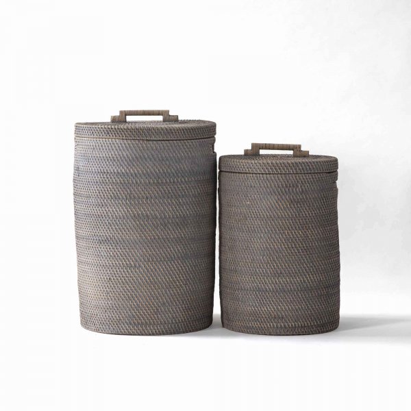 Hata Cylindrical Storage Basket - Grey Finish