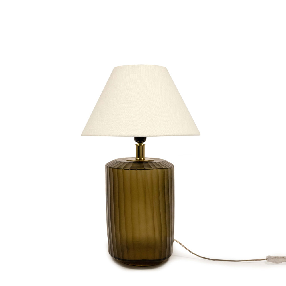 Amber Fluted Glass Table Lamp