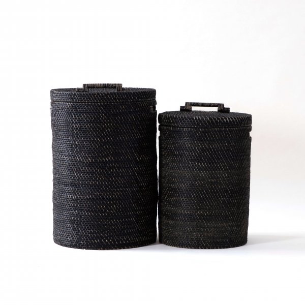Hata Cylindrical Storage Basket Black Finish