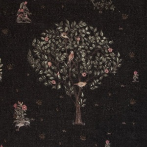 Summer Garden Night Cotton Linen Blend Fabric Swatch 6&quot; x 6&quot;