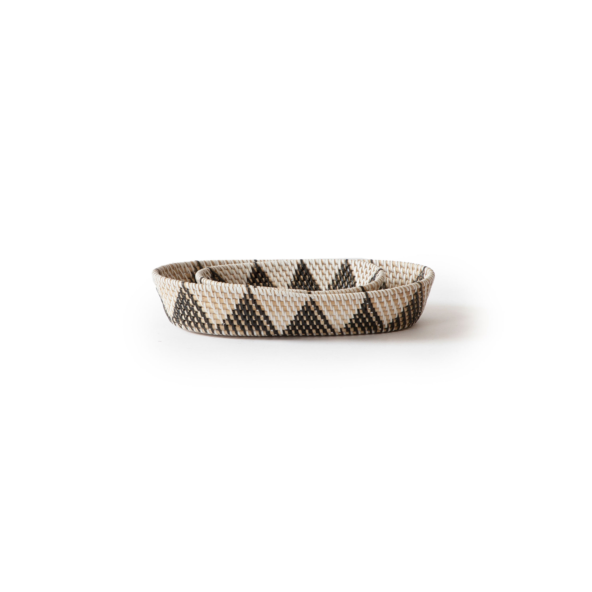 WHITE ISLAND HANDWOVEN OVAL BASKET - GREY
