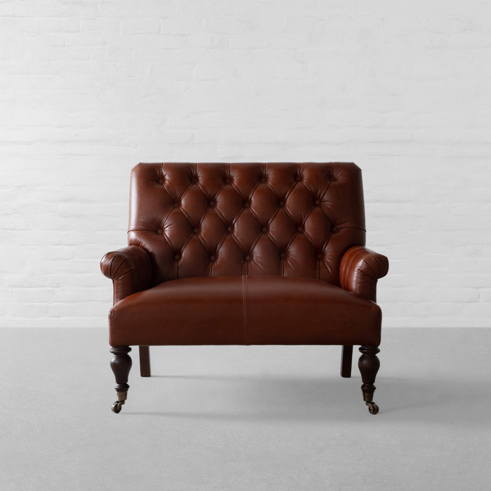 Gulmarg Tufted Leather Loveseat