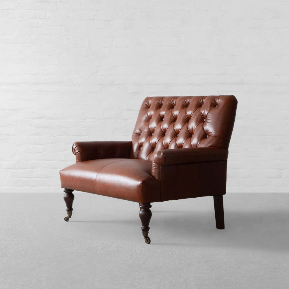 Gulmarg Tufted Leather Loveseat