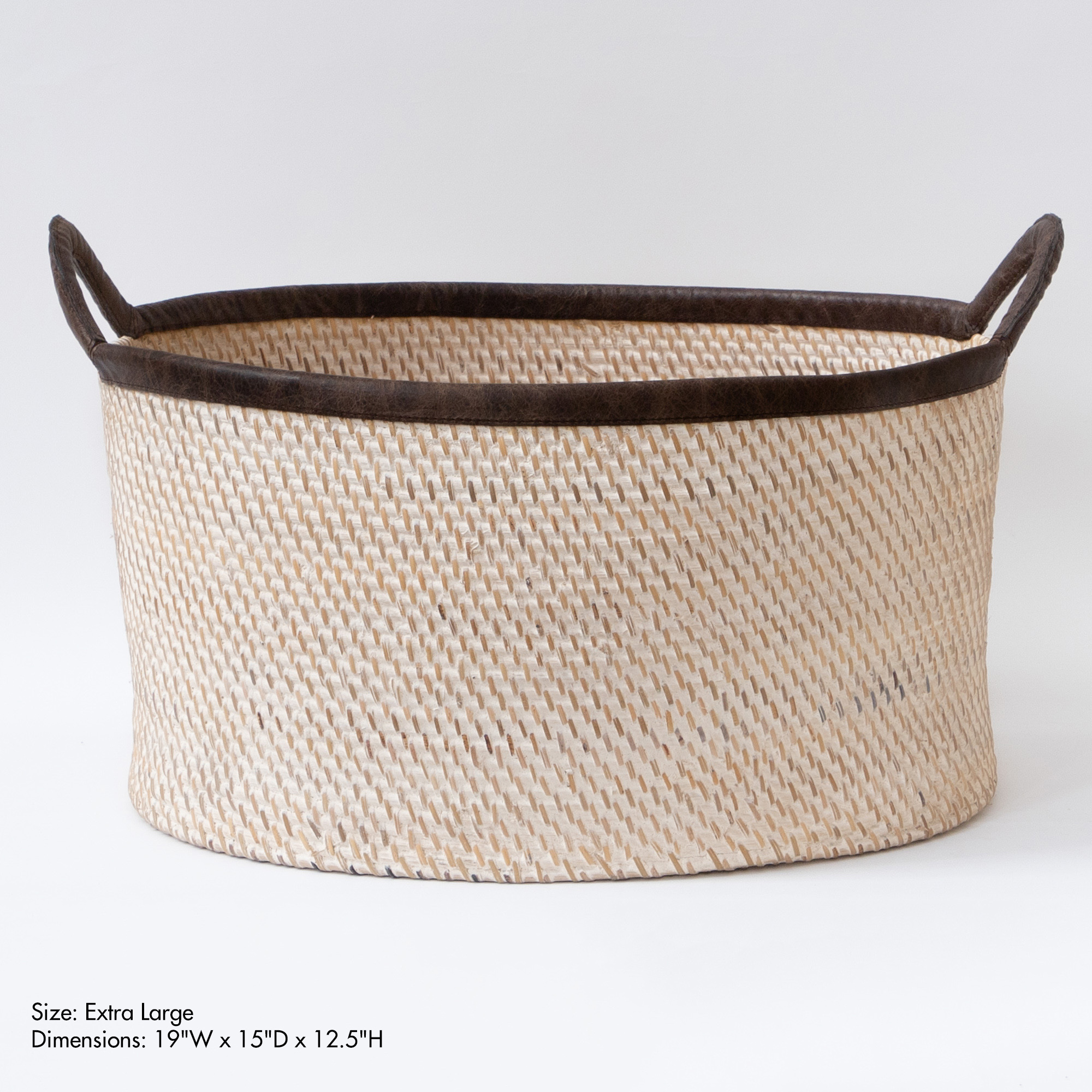 Hata Rattan Woven Baskets  With Side Swing Handles - Natural