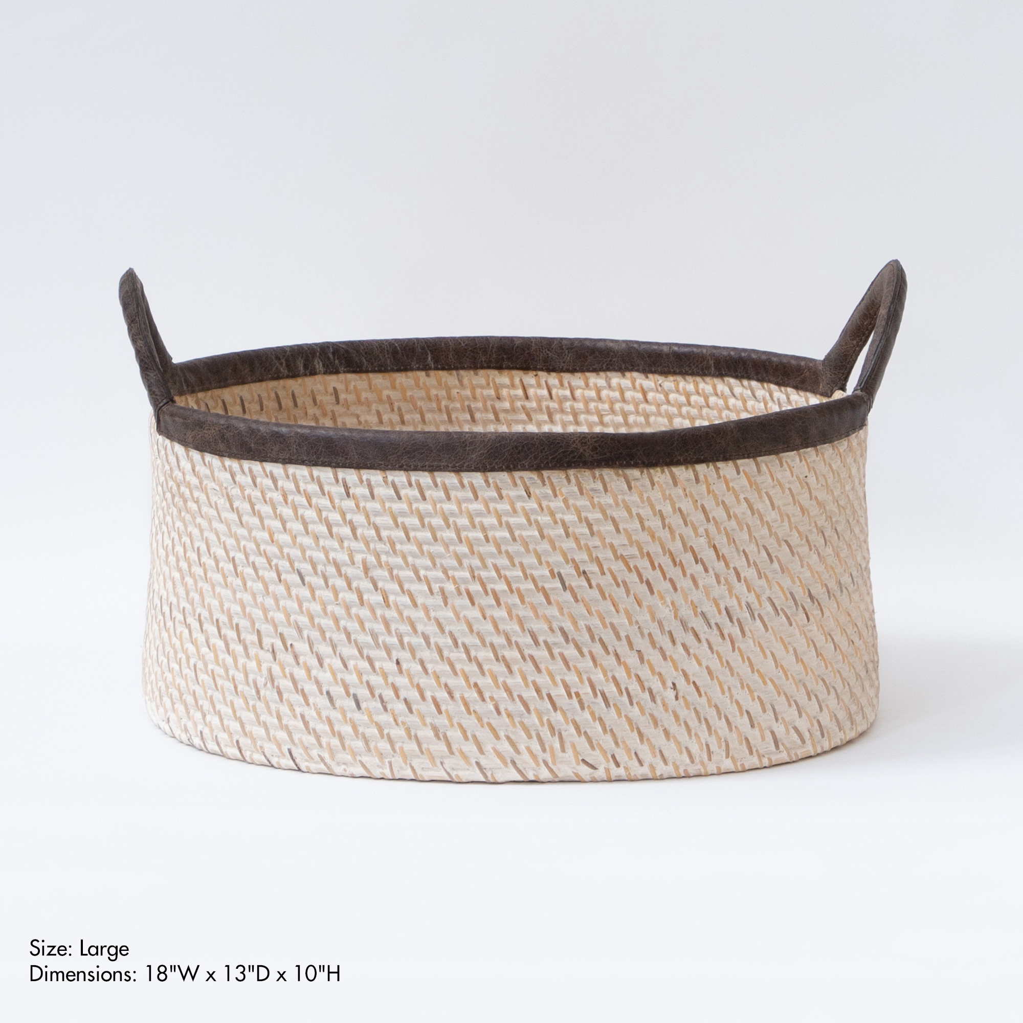 Hata Rattan Woven Baskets  With Side Swing Handles - Natural