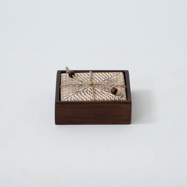 Hata Square Rattan Coasters - Beach Sand